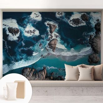 Tulup Carta Da Parati Con Design Moderno - Per Rinnovamento Rapido - Non-woven - Per Interni Moderni Onde Oceaniche 208x146 Cm