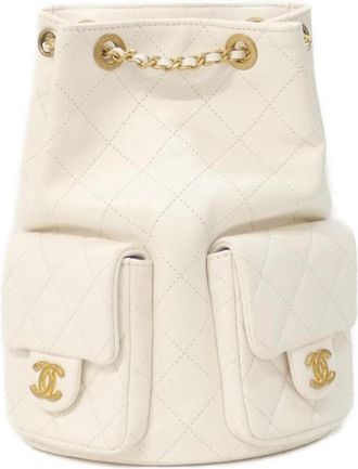 Chanel White Leather Backpack (Pre-Owned)