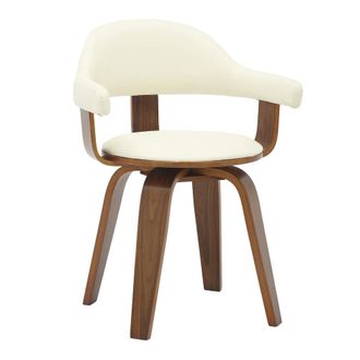 Leisure Mod Modern Wooden Dining Chair, Walnut Color Frame in White
