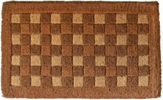 Imports Decor Square Pattern Woven Door Mat, Handcrafted Geometric Entry Rug for Indoor Outdoor Use