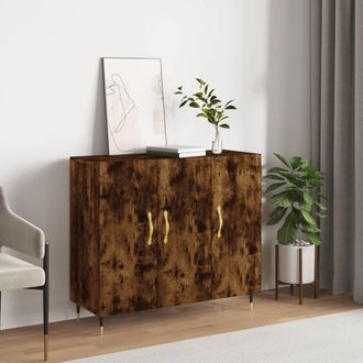 vidaXL Vidaxl - Aparador De Madera De Ingenier&iacute;a Roble Ahumado 90x34x80 Cm