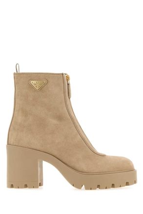 Prada Beige Logo Stride Boots