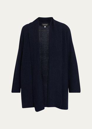 Eskandar A-Line Scrunch Shawl Collar Cardigan - Long Length