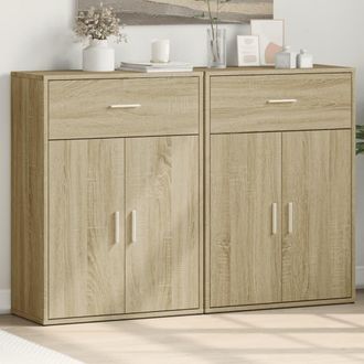 vidaXL Vidaxl - Aparadores 2 Uds Madera De Ingenier&iacute;a Roble Sonoma 60x30x84 Cm