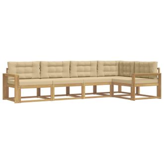 vidaXL Conjunto De Sof&aacute;s De Exterior Con Coj&iacute;n 4 Pcs Y Beige Poli&eacute;ster Vidaxl