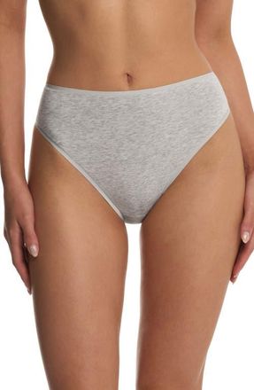 Natori Bliss Bare Cotton High Cut Briefs in Light Grey Heather at Nordstrom, Size X-Large