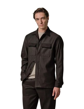 Profuomo Overshirt Profuomo bruin met dubbele borstzak