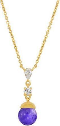 Savvy Cie Jewels Amethyst Ball Drop Pendant Necklace in Yellow at Nordstrom Rack