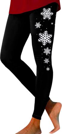 Generic Longra Christmas Leggings for Women, Women Snowflake Printed Funny Costume Xmas Leggings Elasticity Skinny Christmas Printed Stretchy Pants Trousers W