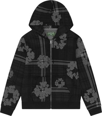 Denim Tears Plaid Cotton Wreath Zip Hoodie Black FW25TZH0101