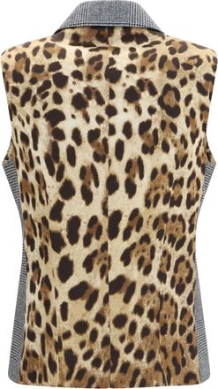 Dolce & Gabbana Womens Prince Of Wales Double Breasted Vest Quadri-Check-Tartan Shirt