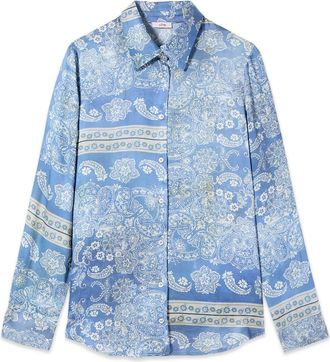 Oltre Dames, Blouses & Shirts, Blauw, Maat: S Satijn