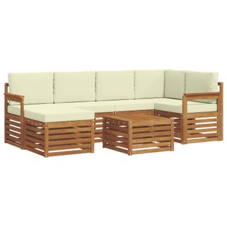 vidaXL Conjunto De Sof&aacute; Seccional Con Coj&iacute;n 7 Pcs Natural Y Crema Vidaxl