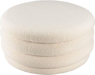 Macabane Puf L de tejido de rizo crudo con espacio de almacenamiento