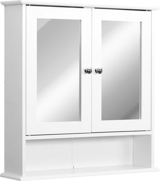 Kleankin Armario ba&ntilde;o con espejo 56x13x58cm blanco
