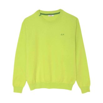 Sun 68 Round-neck Knitwear, male, Green, Size: 2XL Round Solid Sweater