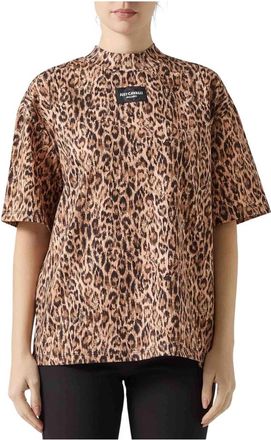 Just Cavalli T-shirt met luipaardprint - Dames - T-shirts - Veelkleurig - M - Katoen - Tops