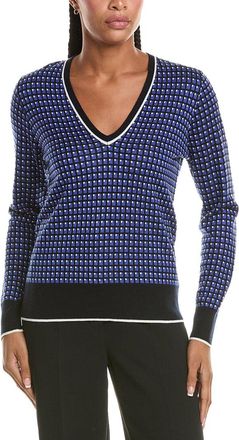 N.Peal N.Peal Jacquard V-Neck Silk & Cashmere-Blend Sweater