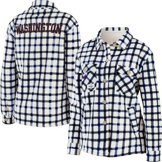 WEAR by Erin Andrews Womens WEAR by Erin Andrews Oatmeal Washington Capitals Plaid Button-Up Shirt Jacket at Nordstrom, Size Xx-Large