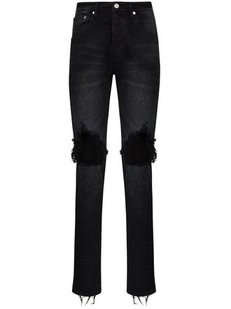 Purple low-rise Black Wash Blowout slim jeans