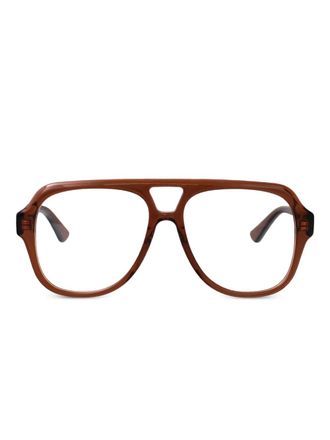 Chlo&eacute; pilot-frame tortoiseshell glasses - women - Recycled Acetate - 56 - Brown