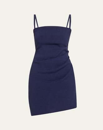 Anemos The Nadege Asymmetric Pleated Mini Dress