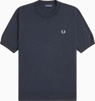 Fred Perry Mens Fred Perry Cotton Knitted T-Shirt - Navy - Size: 40
