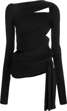 The Attico cut-out draped top - women - Polyamide/Acetate/other fibers/Polyamide/Spandex/Elastane - 40 - Black
