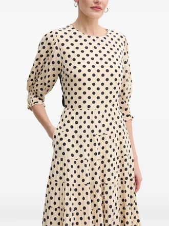 Pedro del Hierro Jurk met pofmouwen - Beige