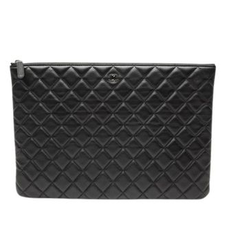 Chanel Pre-owned Vintage leren clutch - Dames - Pre-owned - Zwart - Maat: ONE Size Leer