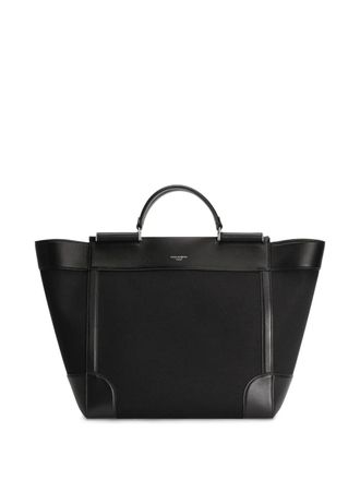 Dolce & Gabbana logo-lettering tote bag - men - Linen/Flax/Cotton/Linen/Flax/CALFSKIN/Polyamide/Cotton/Polyurethane/CALFSKIN - One Size - Black