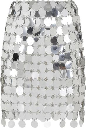 Paco Rabanne Metallic Mini Rok - Dames - Korte rokken - Grijs - XS - Leer - Rokken