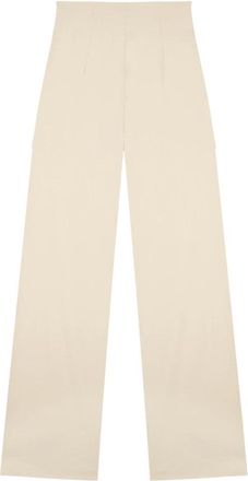 Cortana Organica- hoog getailleerde ivoorkleurige broek - Dames - Wijde Broeken - Beige - S - Leer - Broeken