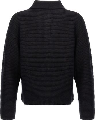 Purple Logo-Embroidered Wool Sweater - Black