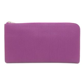 Herm&egrave;s Purple Togo Leather Long Wallet (Bi-Fold) (Pre-Owned)