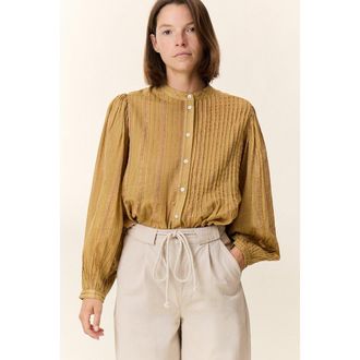 Leon & Harper Blouse, ballonmouwen, metaalvezel, CHARLIE