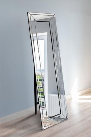 MirrorOutlet Triple Bevel Large Modern Venetian Cheval Mirror 5Ft X 1Ft3 150X40cm in Silver | Size: 1 Pack