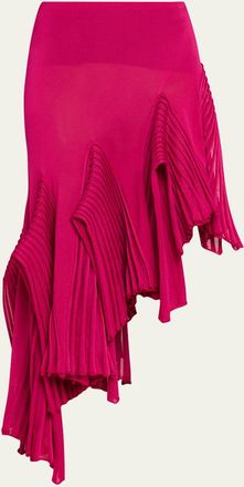 Alaia Asymmetric Godet Ruffle Midi Skirt