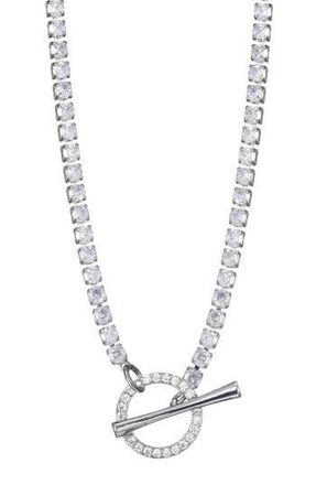 Adornia Crystal Toggle Tennis Necklace in Silver at Nordstrom Rack