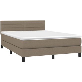 vidaXL Vidaxl - Cama Box Spring Con Colch&oacute;n Tela Gris Taupe 140x190 Cm