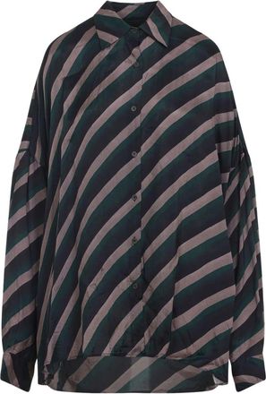 Dries Van Noten Womens Casia Striped Shirt - Dark Grey viscose - Size X-Small