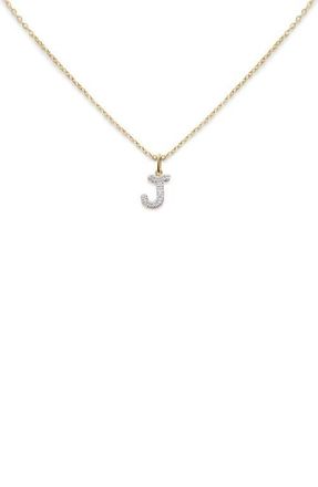 Monica Vinader Lab Created Diamond Initial Pendant Necklace in 14Kt Solid Gold - J at Nordstrom