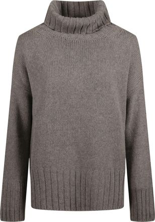 Aragona Grey Cashmere High Turtleneck Sweater