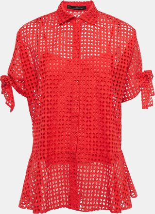 Carolina Herrera Red Cotton Lace Loose Fit Shirt