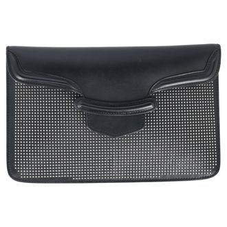 Alexander McQueen Alexander McQueen Studded Heroine Plat Pouch in Zwart Leer