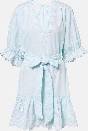 Juliet Dunn Embroidered cotton poplin minidress