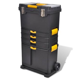Berkfield Home Tool Case Chest Tool Trolley Portable in Black