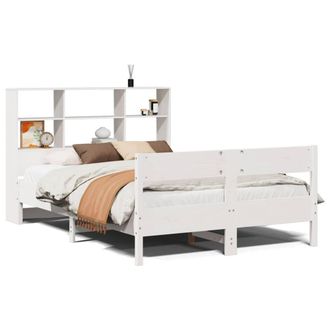Berkfield Home Bookcase Bed without Mattress White 160x200cm Solid Wood Pine | Size: 160x200 cm
