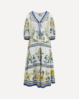 Farm Rio Emily floral print midi Dress with drawstring Female L