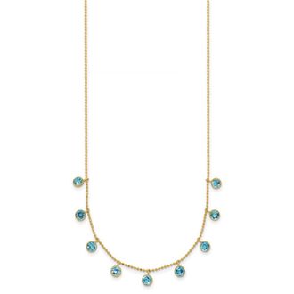 Diamond2Deal 14k Yellow Gold Blue Topaz Pendant Necklace